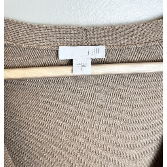 J.Jill Women's V-Neck Cardigan Button Up Long‎ Sleeve Brown Size Large Pockets - Picture 2 of 9